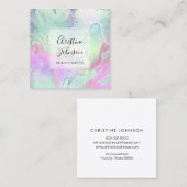 Carte De Visite Carré FAUX feuille pastel couleurs fluides marbre (Devant / Derrière)