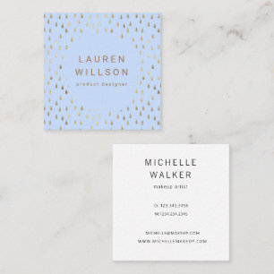 Carte De Visite Carré Faux Foil Gold Rain Drops tendance