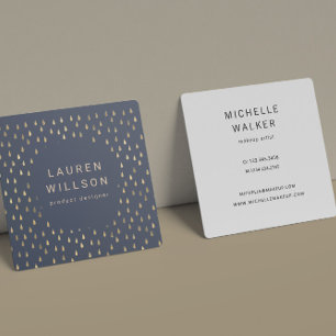 Carte De Visite Carré Faux Foil Gold Rain Drops tendance