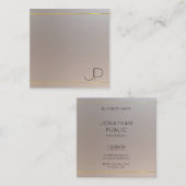 Carte De Visite Carré Faux Gold Argent Monogrammé Moderne Élégant (Devant / Derrière)