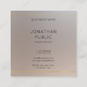 Carte De Visite Carré Faux Gold Argent Monogrammé Moderne Élégant (Dos)