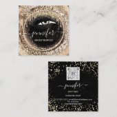 Carte De Visite Carré Faux Gold Boutique Lashes de maquillage QRCode Las (Devant / Derrière)