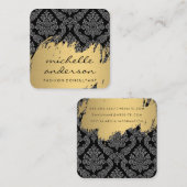 Carte De Visite Carré Faux Gold brossé Damask Pattern (Devant / Derrière)