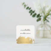 Carte De Visite Carré Faux Gold Brossé gris blanc (Debout devant)