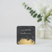 Carte De Visite Carré Faux Gold brossé | Marbre (Debout devant)