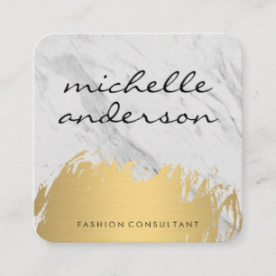Carte De Visite Carré Faux Gold Brossé Marbre Lux