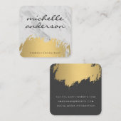 Carte De Visite Carré Faux Gold Brossé Marbre Lux (Devant / Derrière)