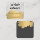 Carte De Visite Carré Faux Gold brossé texture blanche (Devant / Derrière)