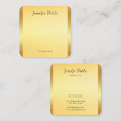 Carte De Visite Carré Faux Gold Élégant Script Glamor Modèle moderne (Devant / Derrière)