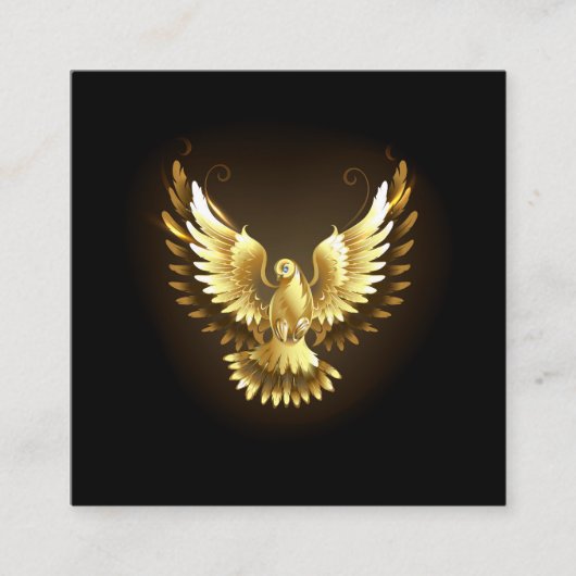 Carte De Visite Carré Faux Gold Foil Peace Dove en noir (Devant)