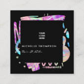 Carte De Visite Carré Faux Holographique Boho (Devant)