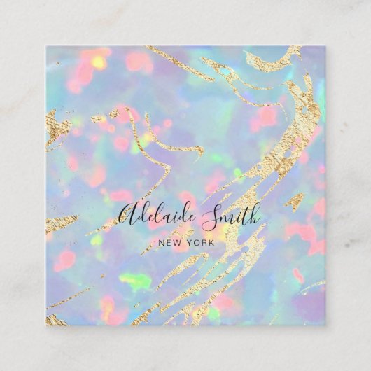Carte De Visite Carré FAUX holographique opale texture gemstone (Devant)