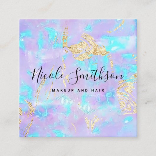 Carte De Visite Carré faux iridescence opale violet (Devant)