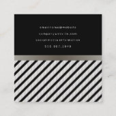 Carte De Visite Carré Faux Linen Black Stripes Pois (Dos)