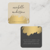 Carte De Visite Carré Faux Or Brossé Gris Beige (Devant / Derrière)