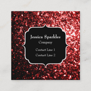 Carte De Visite Carré Faux paillettes rouge foncé éclats de glamour Mono