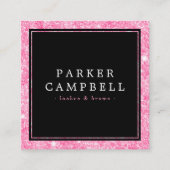 Carte De Visite Carré Faux parties scintillant rose bordure noir mode él (Devant)