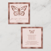 Carte De Visite Carré Faux Rose Gold Foil ressemble à un papillon (Devant / Derrière)