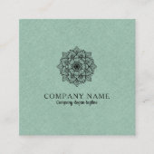 Carte De Visite Carré Faux vert Sage Lin & Mandala noir (Devant)