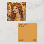 Carte De Visite Carré fée d'automne -artisanal (Devant / Derrière)