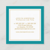 Carte De Visite Carré Feminine Élégante turquoise Et Or (Dos)
