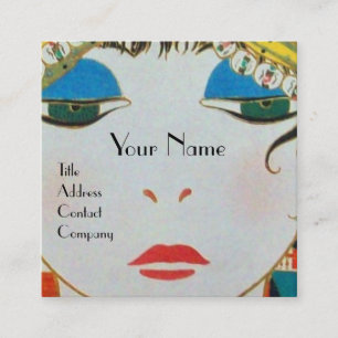 Carte De Visite Carré FEMME AVEC ORIENTAL TURBAN Beauté Mode maquiller