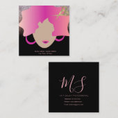 Carte De Visite Carré Femme Cheveux Rose Faux Gold Parties scintillant S (Devant / Derrière)