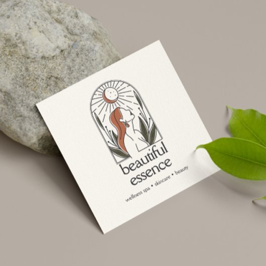 Carte De Visite Carré Femme Feuille Moon Arch SKINCARE Wellness Day Spa