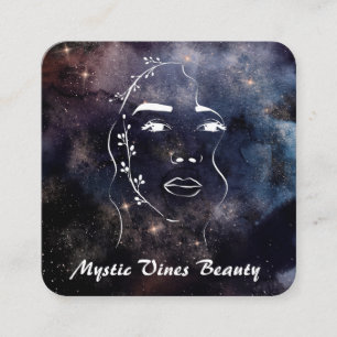 Carte De Visite Carré *~* Femme Plante cosmique déesse Floral QR Nebula