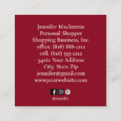 Carte De Visite Carré Femme Rose élégante (Dos)