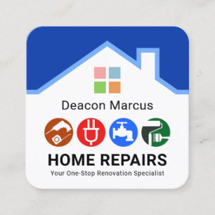 Carte De Visite Carré Fenêtre Outils Handyman Cadre du toit