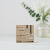 Carte De Visite Carré Fer à sirop et à cheval Crop Équestre Texte noir (Debout devant)