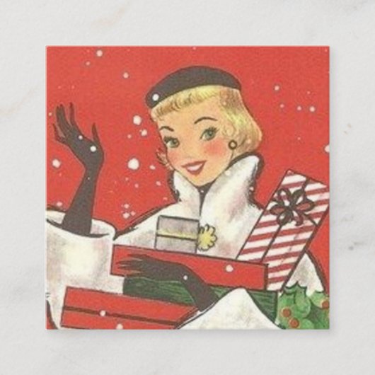 Carte De Visite Carré fériée de Noël rétro (Devant)