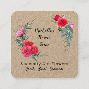 Carte De Visite Carré Ferme à fleurs moderne et tendance sur mesure Bot