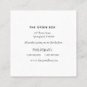 Carte De Visite Carré Ferme à table Ferme biologique (Dos)