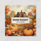 Carte De Visite Carré Ferme citrouille automne récolte Thanksgiving (Devant)