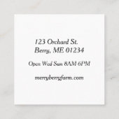 Carte De Visite Carré Ferme de fraises (Dos)