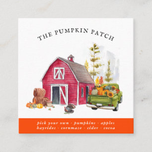 Carte De Visite Carré Ferme familiale Pumpkin Patch camion vintage autom