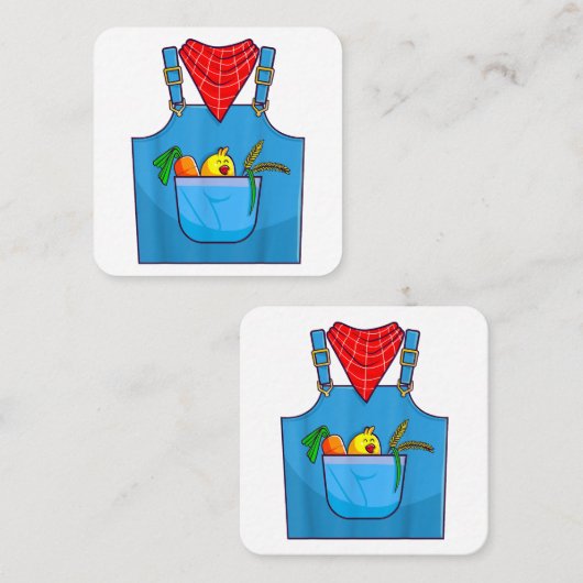 Carte De Visite Carré Fermier Simple Cute Farm (Devant / Derrière)