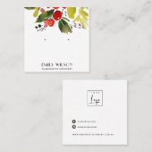 CARTE DE VISITE CARRÉ FESTIVE CHRISTMAS HOLLY BERRY STUD EARRY EARRY (Devant / Derrière)