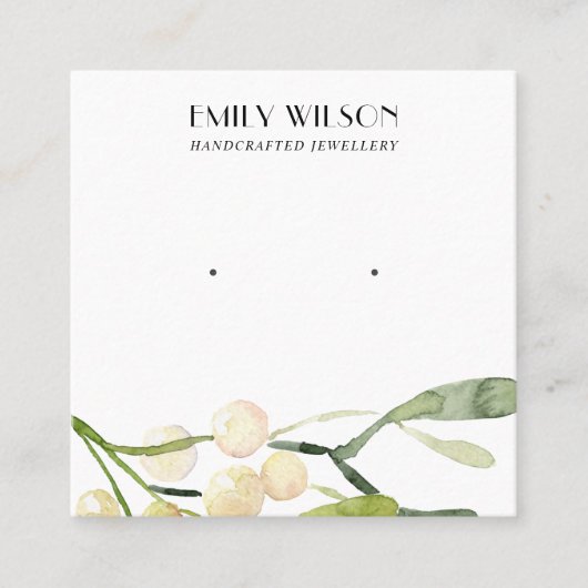 CARTE DE VISITE CARRÉ FESTIVE CHRISTMAS NEIGE BERRY STUD EARRY EARRY (Devant)