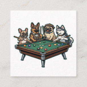 Carte De Visite Carré Fête canine au billard