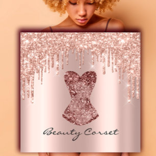 Carte De Visite Carré Fête des mariées de Corset Mariage Rose Styliste