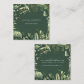 Carte De Visite Carré Feuillage botanique d'aquarelle (Devant / Derrière)