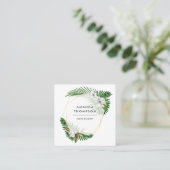 Carte De Visite Carré Feuillage de végétation géométrique tropicale (Debout devant)