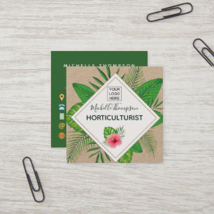 Carte De Visite Carré Feuillage tropical aquarelle personnalisé