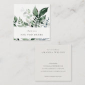 Carte De Visite Carré Feuillage vert Tropical Foliage Fern Merci Order (Devant / Derrière)