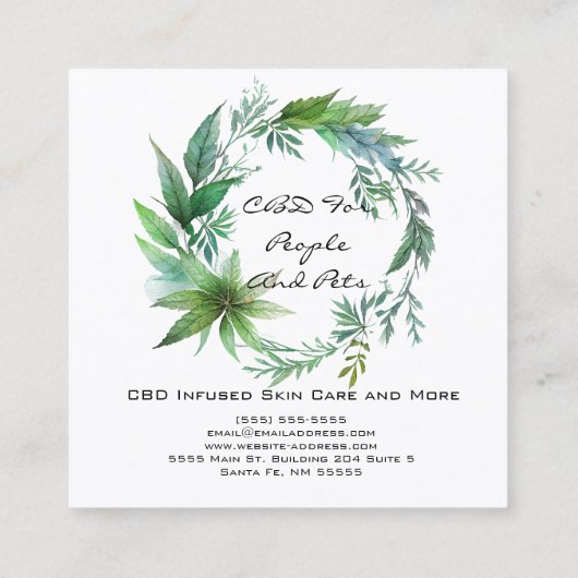 Carte De Visite Carré Feuille CBD Wreath (Dos)