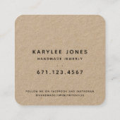 Carte De Visite Carré Feuille de Laurier Rustique Écriture Main (Dos)