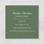 Carte De Visite Carré Feuille de palme verte tropicale moderne (Dos)